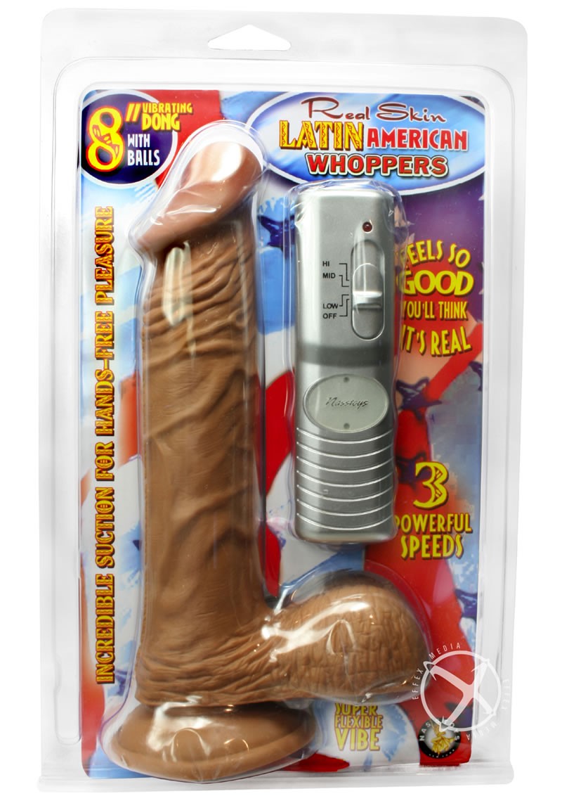 Real Skin Latin American Whoppers Dong w/ Balls 8 Inch Brown