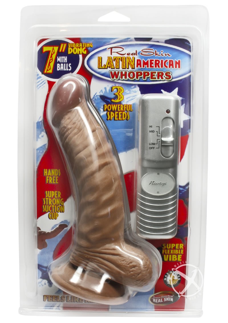 Real Skin Latin American Whoppers Dong w/ Balls 7 Inch Brown