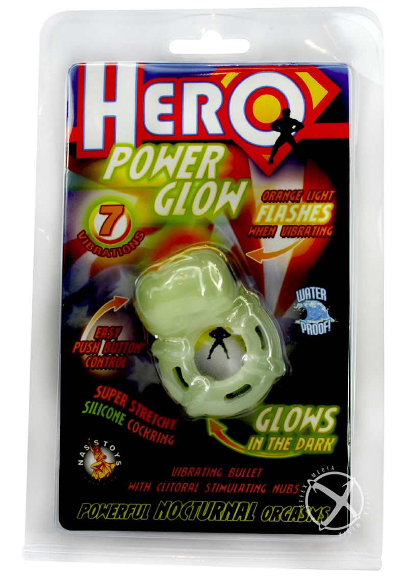 Hero Power Glow Glow In The Dark Cockring Waterproof Green