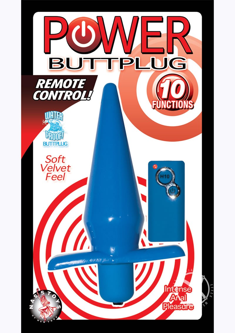 Power Butt Plug With Remote Control Waterproof 5 Inch Blue