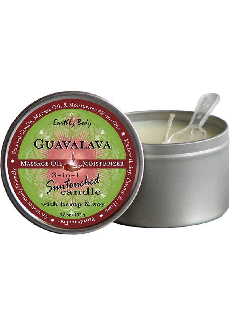 3 In 1 Suntouched Round Massage Oil Candle Guavalava 6.8 oz