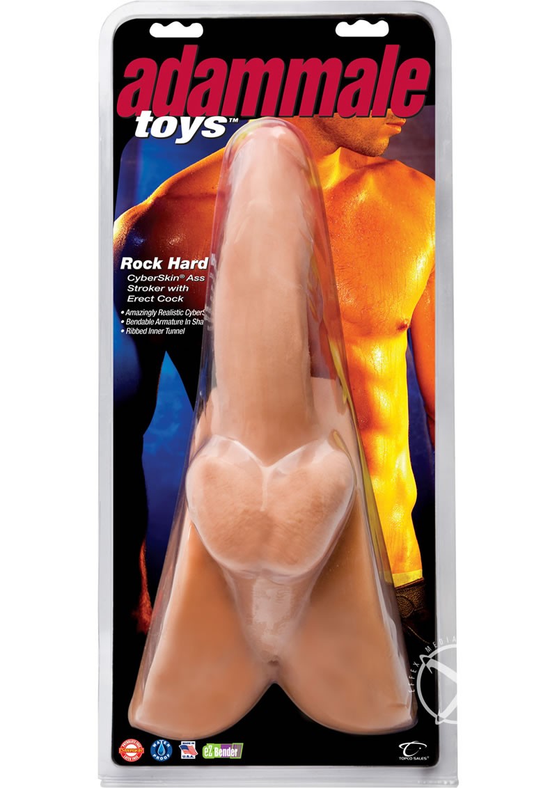 Adammale Rock Hard Cyberskin Ass Stroker w/ Erect Cock Flesh