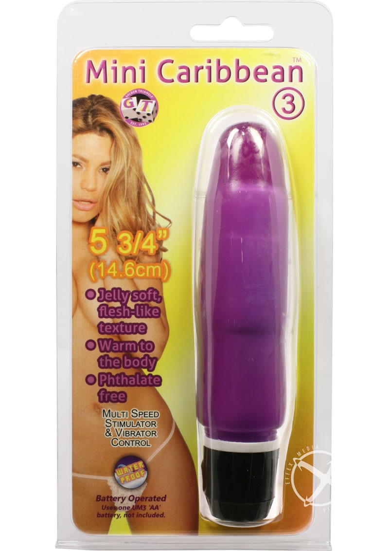 Mini Caribbean Number 3 Vibrator Waterproof 5.75 Inch Purple