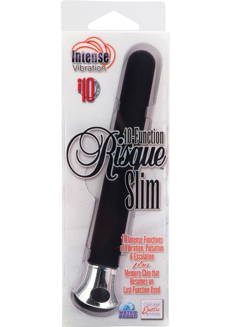 10 Function Risque Slim Vibrator Waterproof 5.5 Inch Black