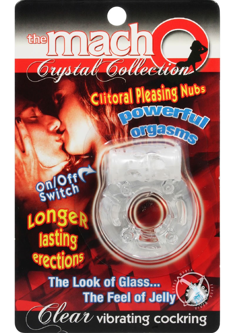 Macho Crystal Collection Vibrating Cockring Clear