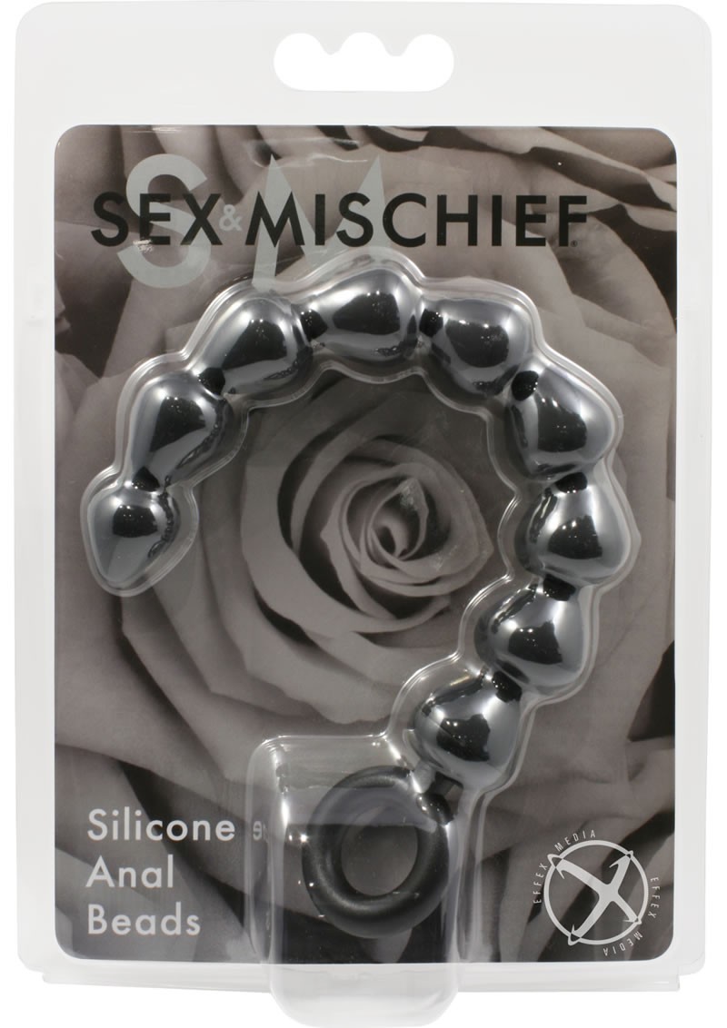 Sex And Mischief Silicone Anal Beads Black 9 Inches