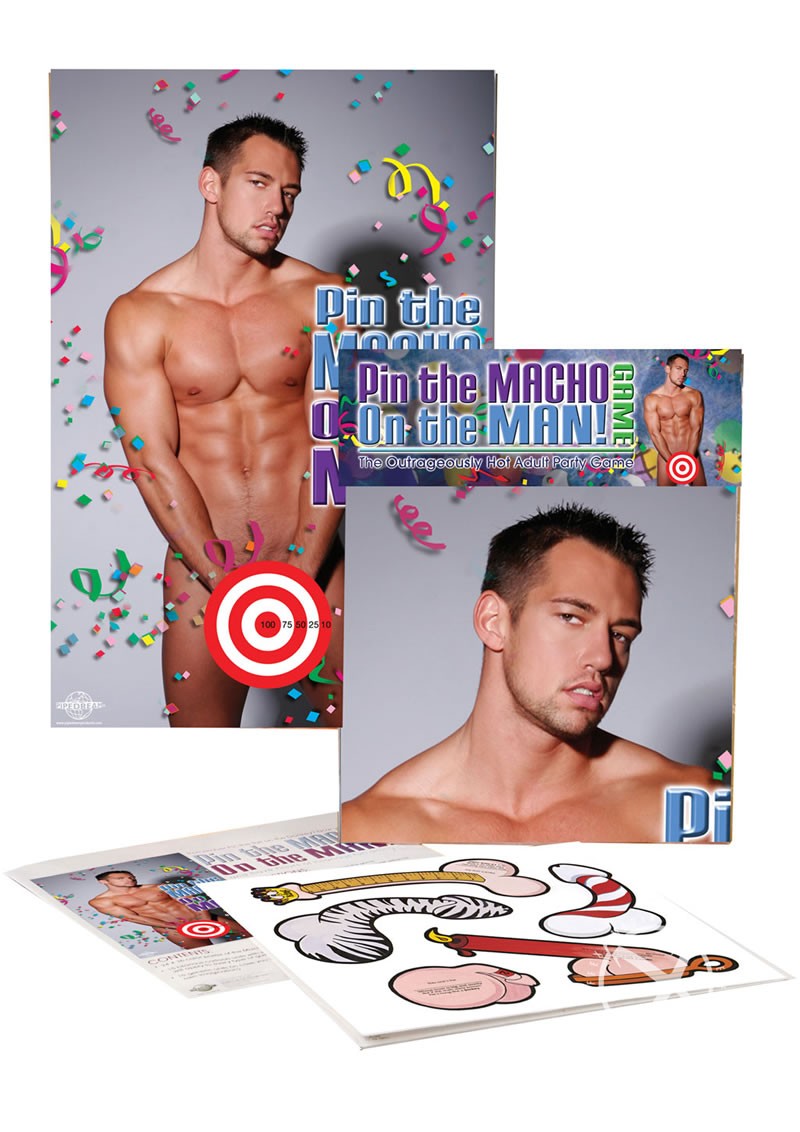 Pin The Macho On The Man Party Game
