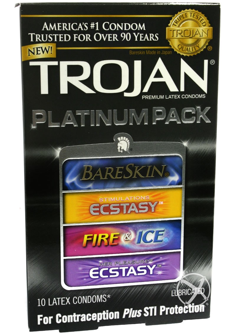 Trojan Platinum Pack Latex Condoms 10 Per Pack
