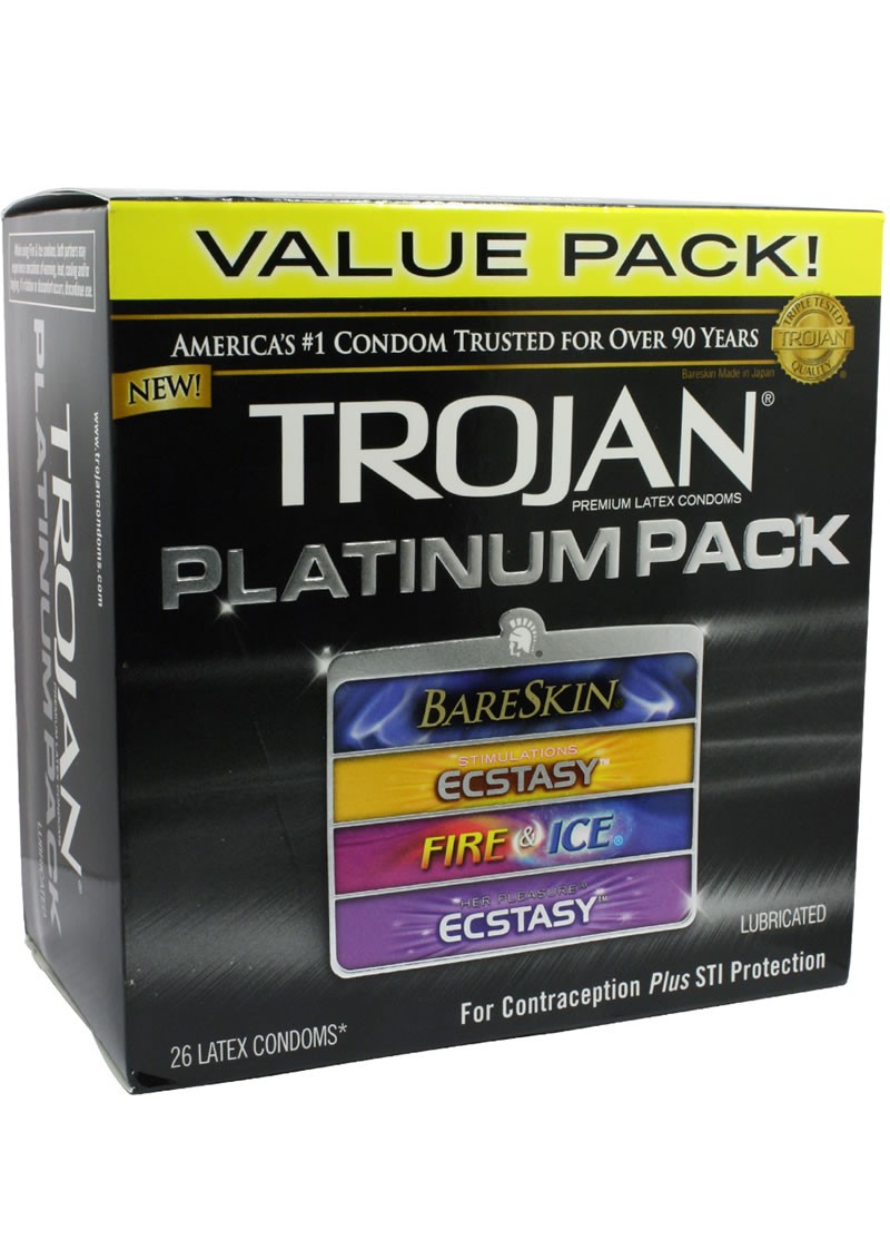 Trojan Platinum Pack Latex Condoms 26 Per Pack