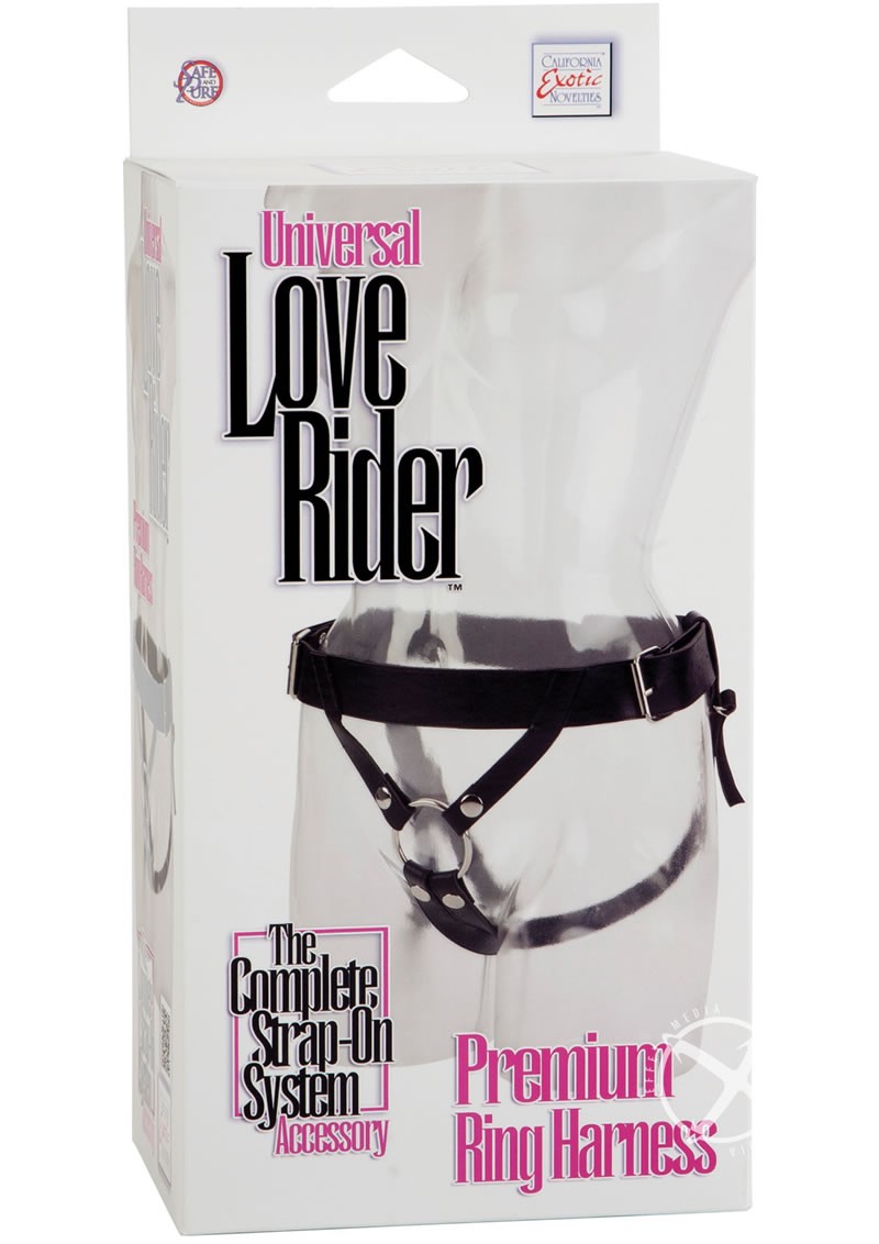 Universal Love Rider Ring Harness Adjustable Strap On System Accessory PVC Black