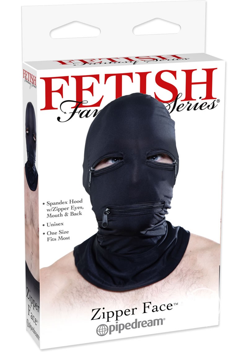 Fetish Fantasy Zipper Face Spandex Hood Black One Size