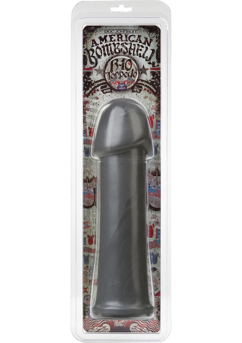 American Bombshell B-10 Torpedo Dildo Grey 10.3 Inch Long 8.5 Inch Girth