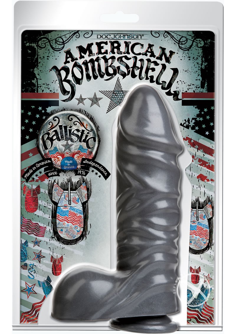 American Bombshell Ballistic Dildo Grey 10.8 Inch Long 10.03 Inch Girth