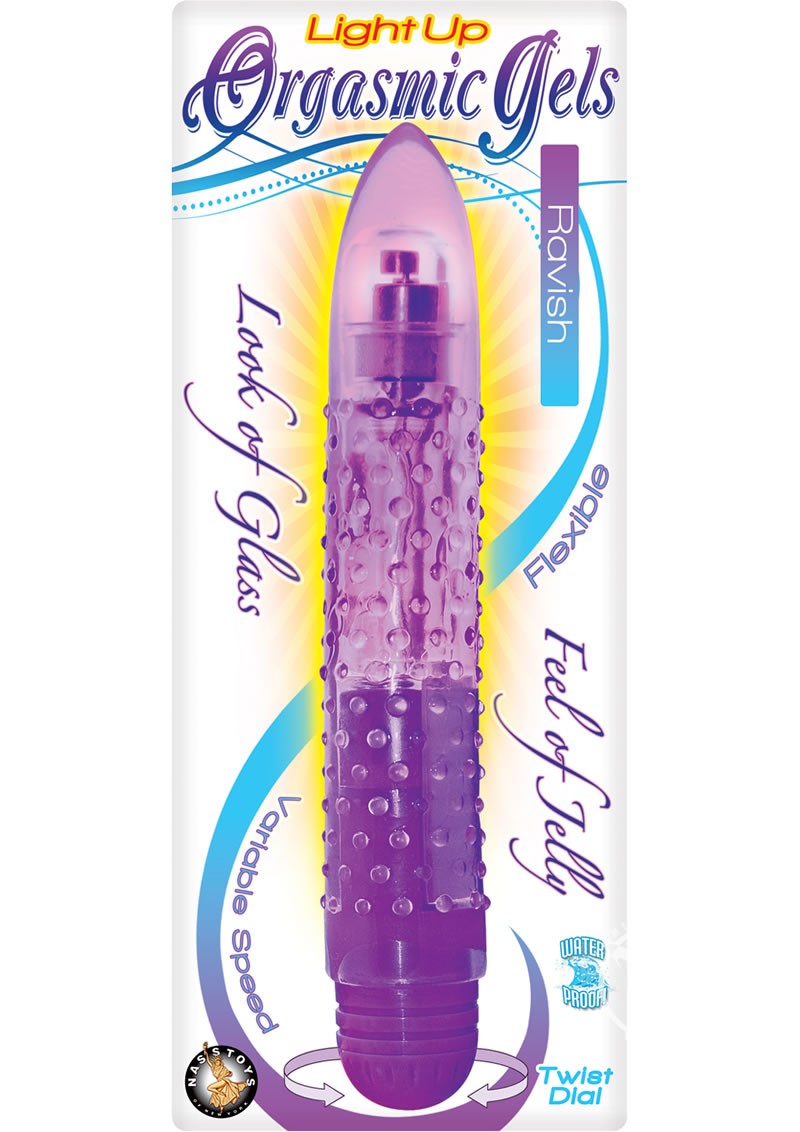 Light Up Orgasmic Gels Ravish Jelly Vibrator Purple 6.5 Inch