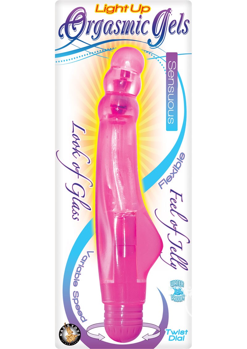 Light Up Orgasmic Gels Sensuous Jelly Vibrator Pink 7 Inch