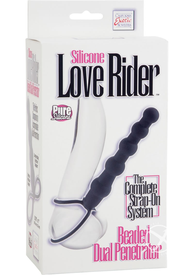 Silicone Love Rider Beaded Dual Penetrator Black