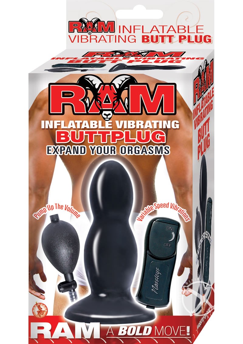 Ram Inflatable Vibrating Butt Plug 5 Inch Black