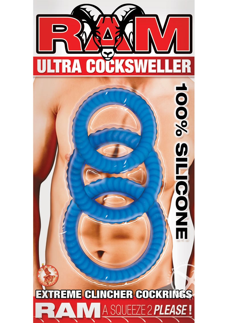 Ram Ultra Cocksweller Silicone Cock Rings Waterproof Blue