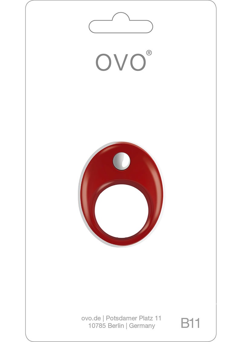 Ovo B11 Silicone Cock Ring Waterproof Red And Chrome