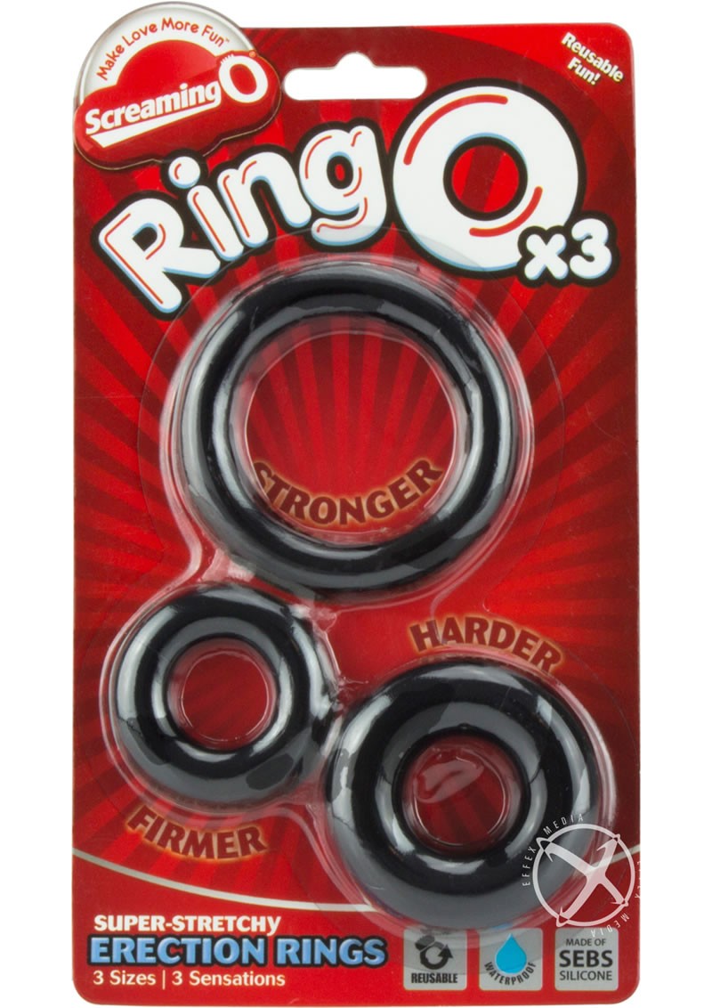 Ringo x3 3 Pack Cockrings 6 Packs Per Box Black