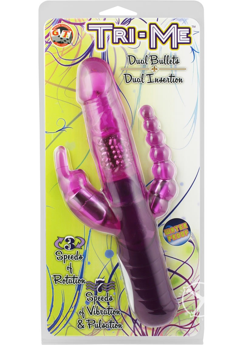 Tri Me Dual Insertion Vibrator Waterproof Lavender