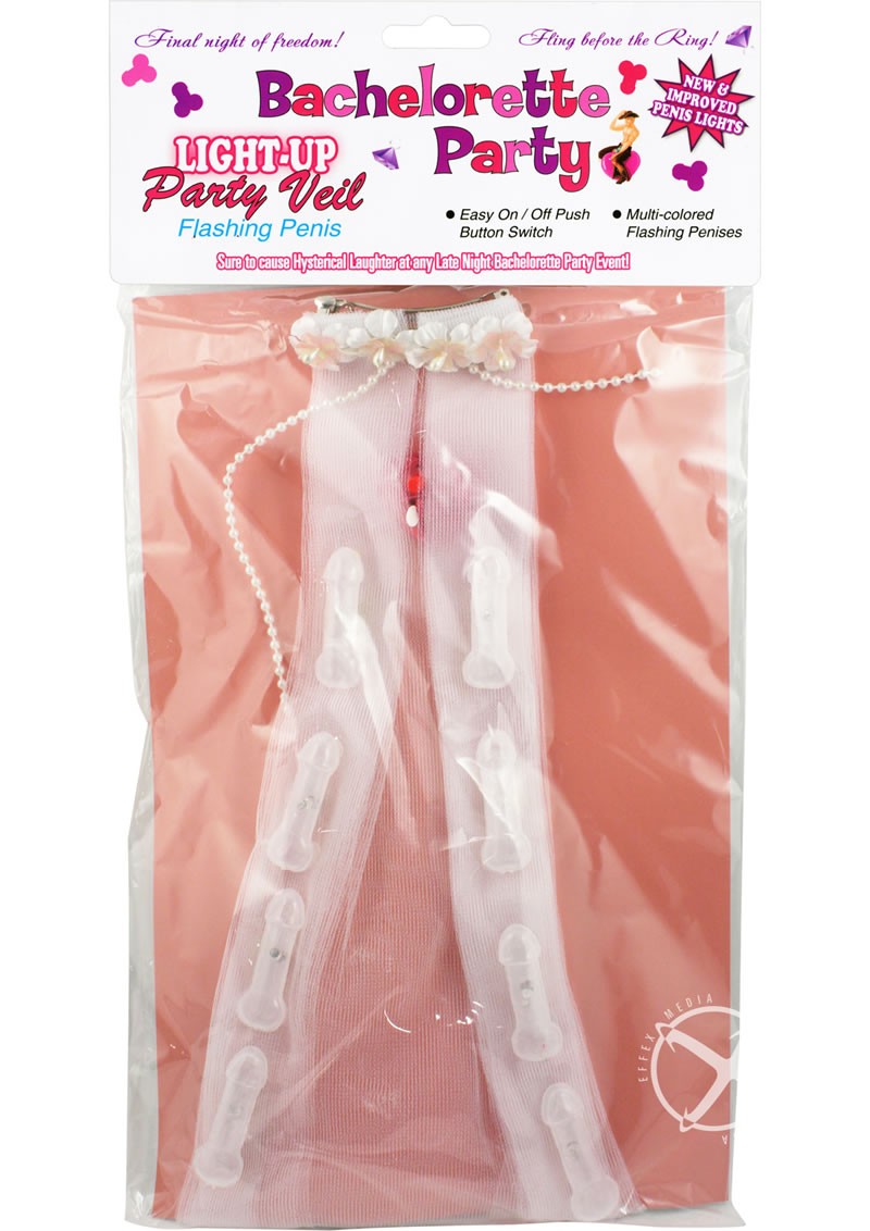 Bachelorette Party Light Up Party Veil Multi ColorFlashing Penis