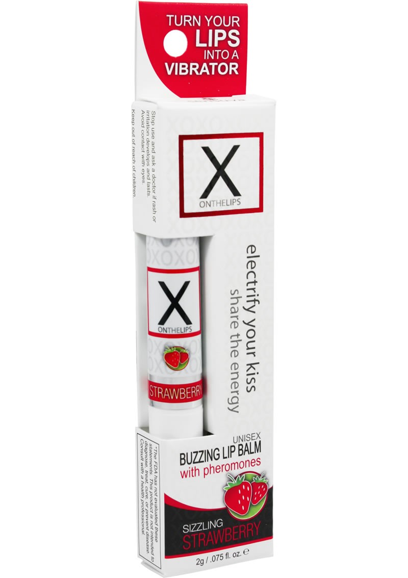 X On The Lips Buzzing Lip Balm w/ Pheromones Sizzling Strawberry .75 oz