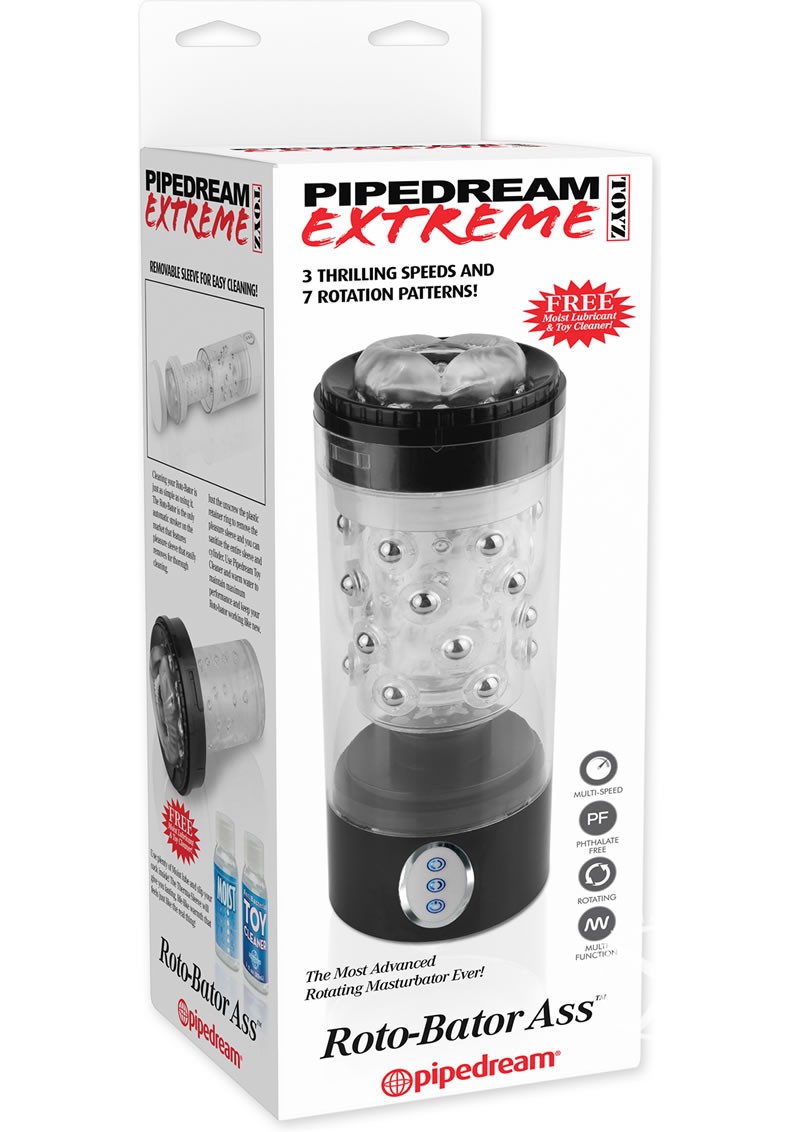Pipedream Extreme Roto Bator Ass Masturbator Clear 9.5 Inch
