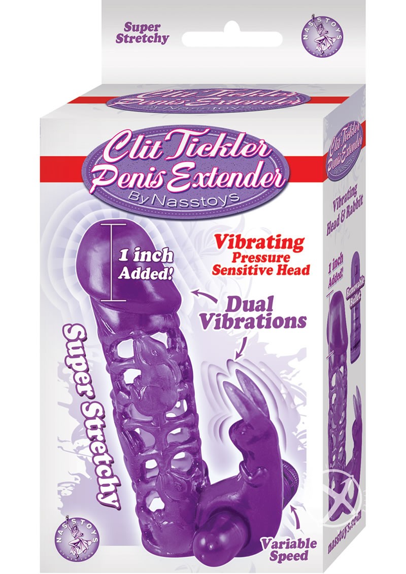 Clit Tickler Penis Extender Sleeve Purple 4.75 Inch