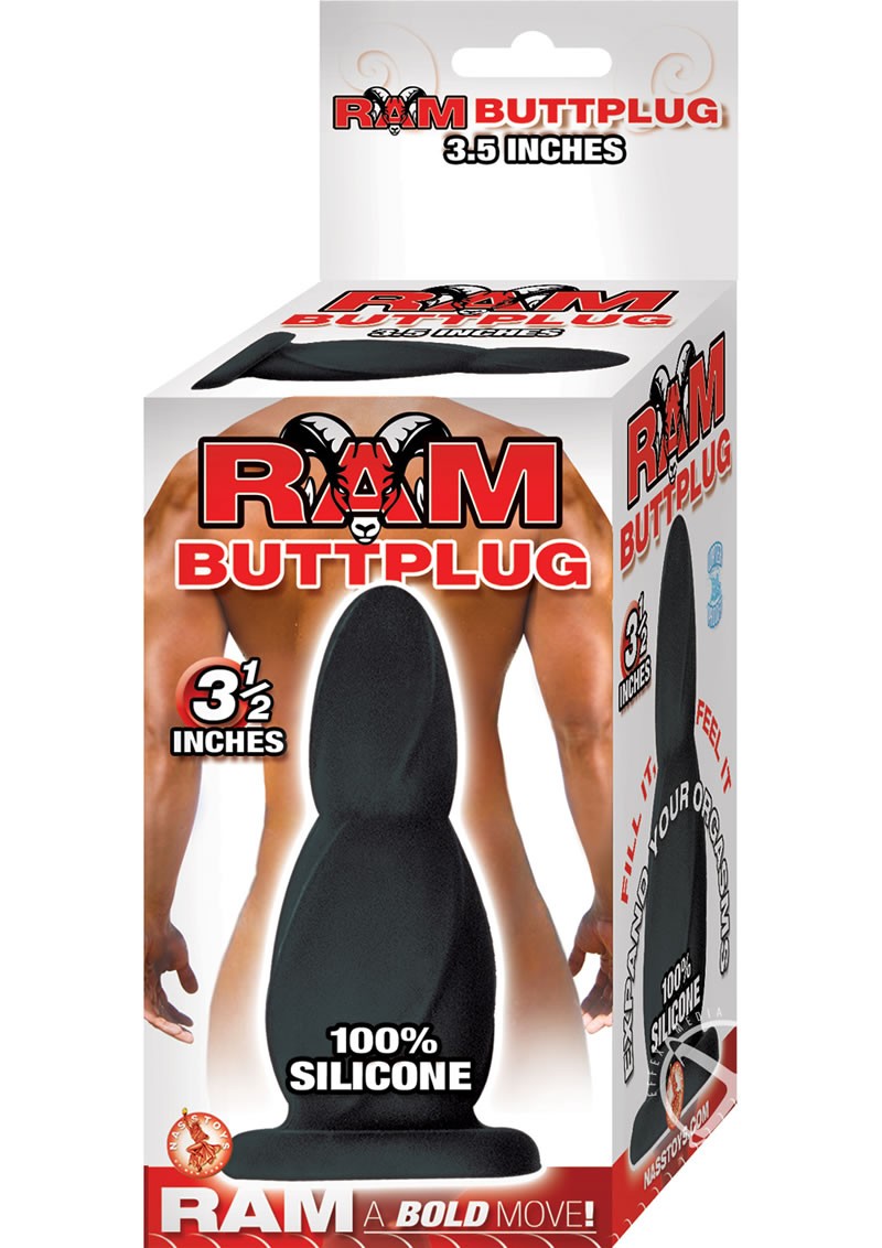 Ram Silicone Buttplug Waterproof Black 3.5 Inch