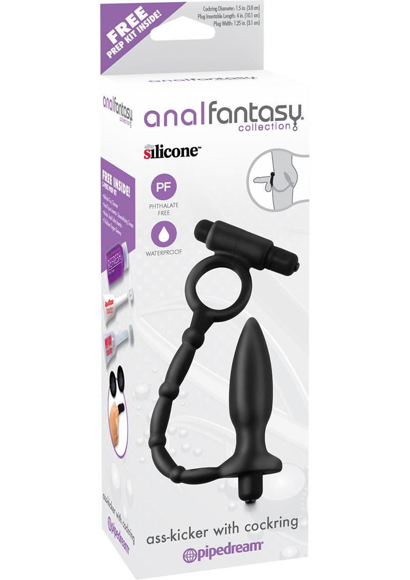 Anal Fantasy Ass Kicker Plug w/ Cockring Black