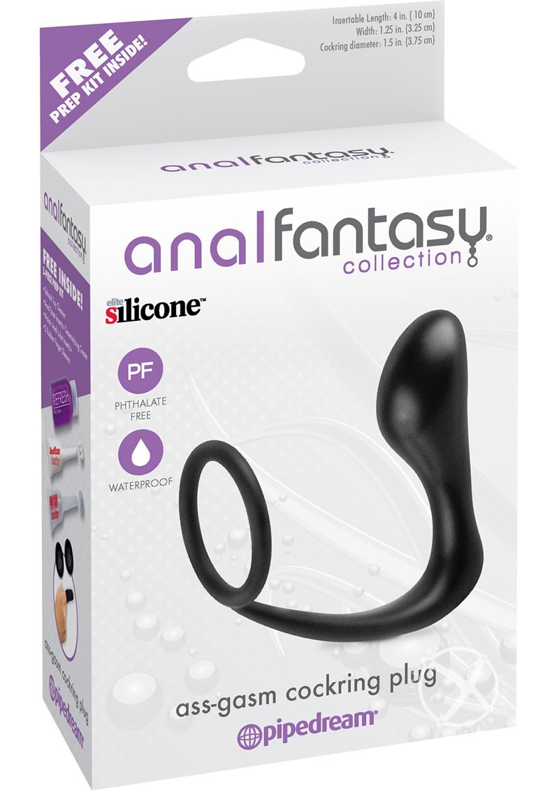 Anal Fantasy Ass-Gasm Cockring Plug Black 4 Inch