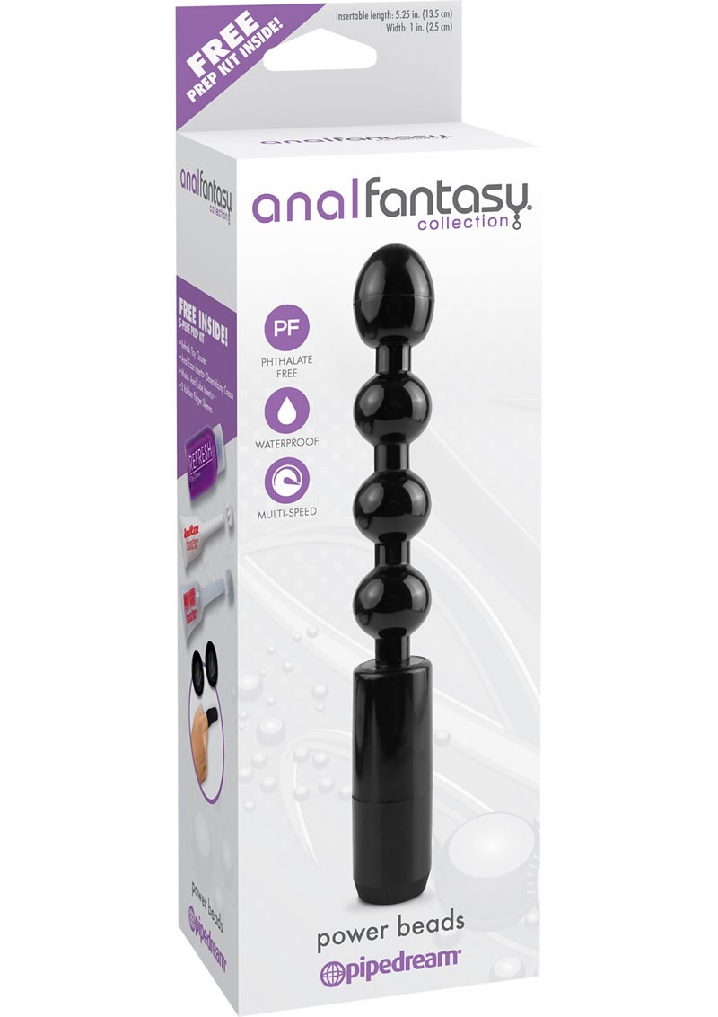 Anal Fantasy Power Beads Waterproof Black 5.25 Inch