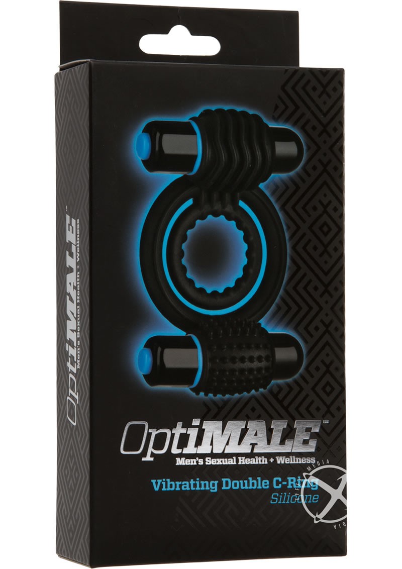 Optimale Silicone Vibrating Double C-Ring Waterproof Black