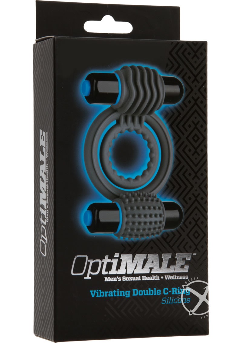 Optimale Silicone Vibrating Double C-Ring Waterproof Slate