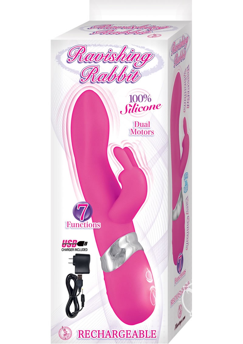 Ravishing Rabbit Silicone Vibe Waterproof Pink 8.25 Inch