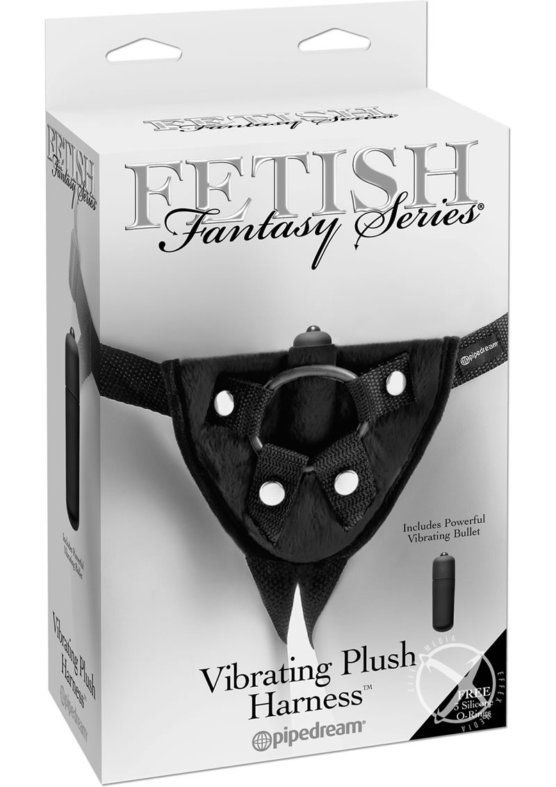 Fetish Fantasy Vibrating Plush Harness Adjustable Black