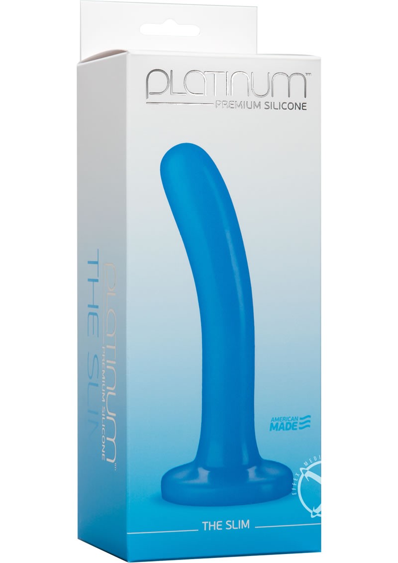 Platinum Premium Silicone The Slim Dildo Blue 5.4 Inch