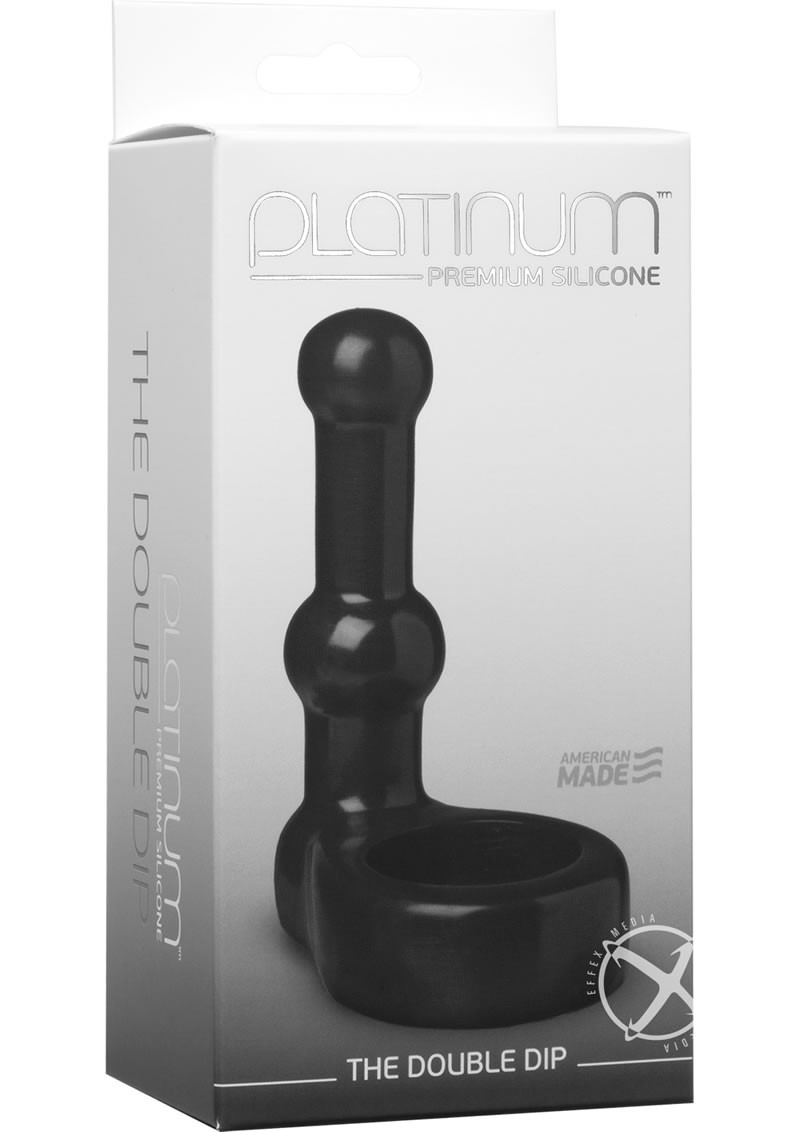 Platinum Double Dip Cockring w/ Probe Black 4 Inch