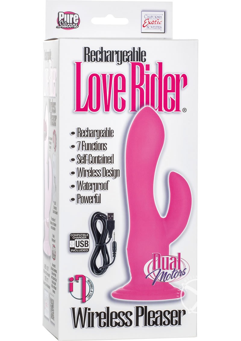 Rechargeable Love Rider Wireless Pleaser Dual Vibe Pink 4.25 Inch