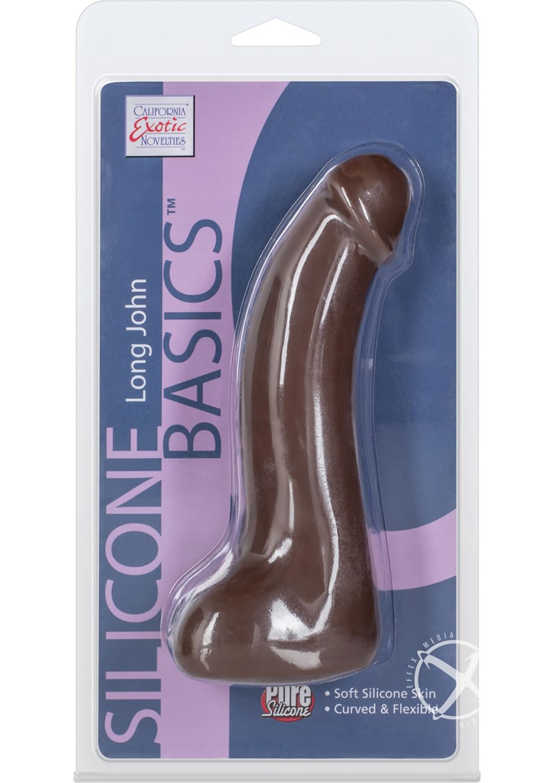Silicone Basics Long John Silicone Dong Brown 6 Inch