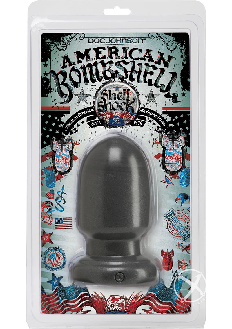 American Bombshell Shellshock Anal Plug Grey 6 Inch Long 9.11 Inch Girth