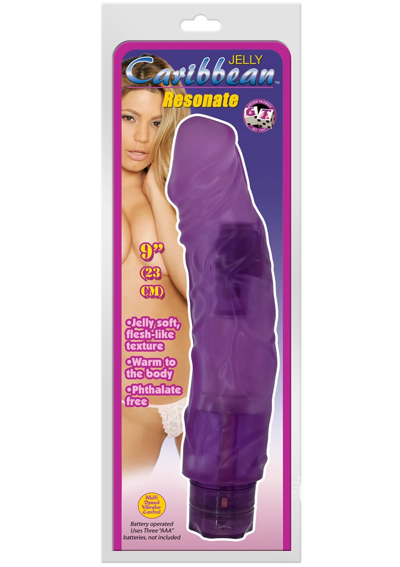 Jelly Caribbean Resonate Jelly Dildo Purple 9 Inch