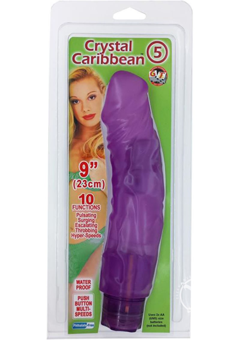 Crystal Caribbean Number 5 Dildo Purple 9 Inch