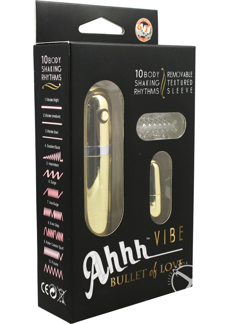 Ahh Vibe Bullet Of Love Remote Control Bullet Gold