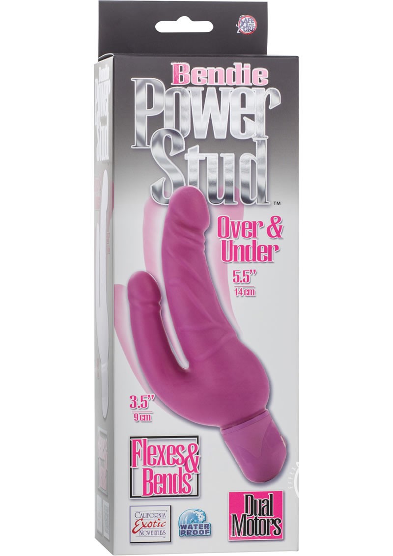 Bendie Power Stud Over & Under Double Dildo Pink