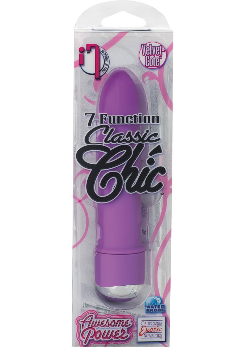 7 Function Classic Chic Mini Velvet Cote Vibrator Purple 4.25 Inch