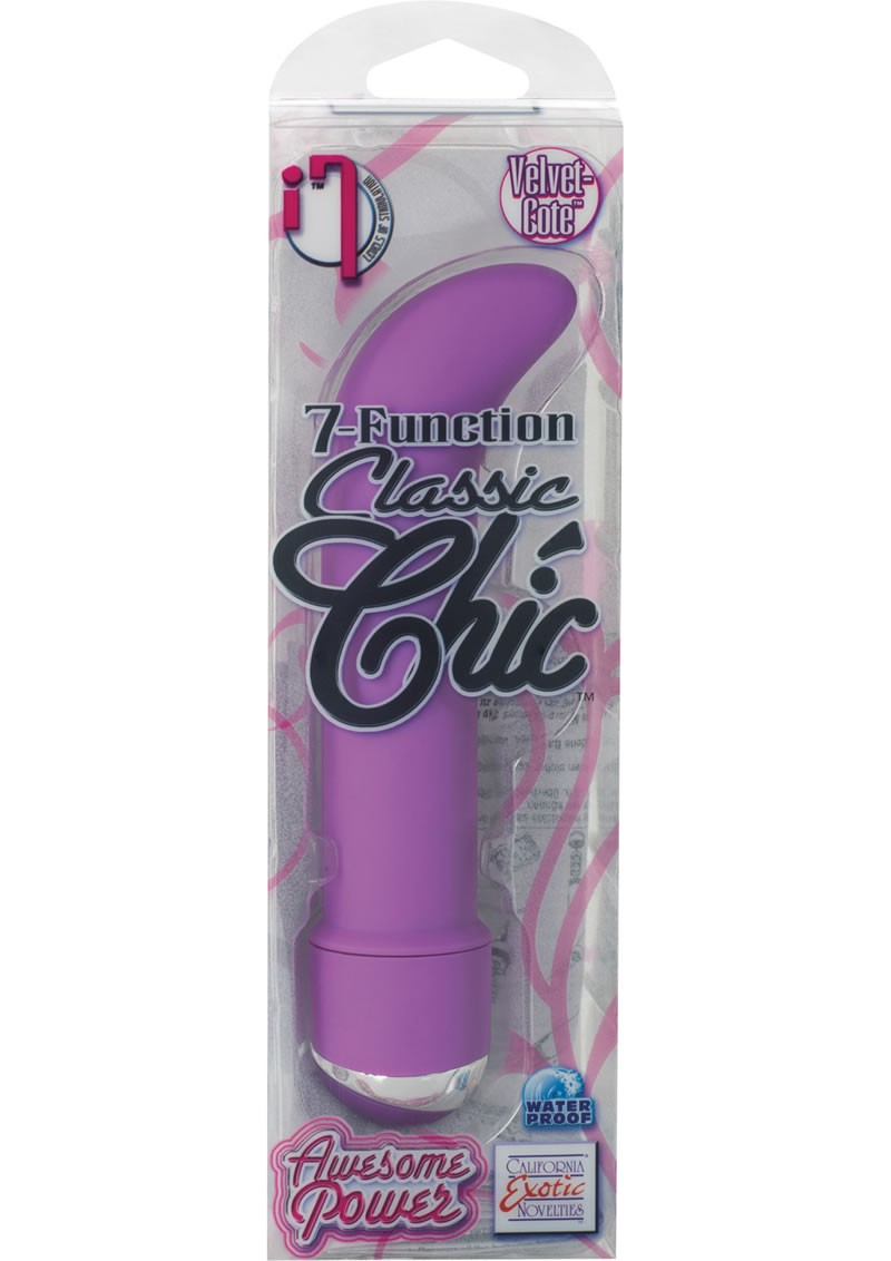 7 Function Classic Chic Mini G Velvet Cote Vibrator Purple 4.25 Inch