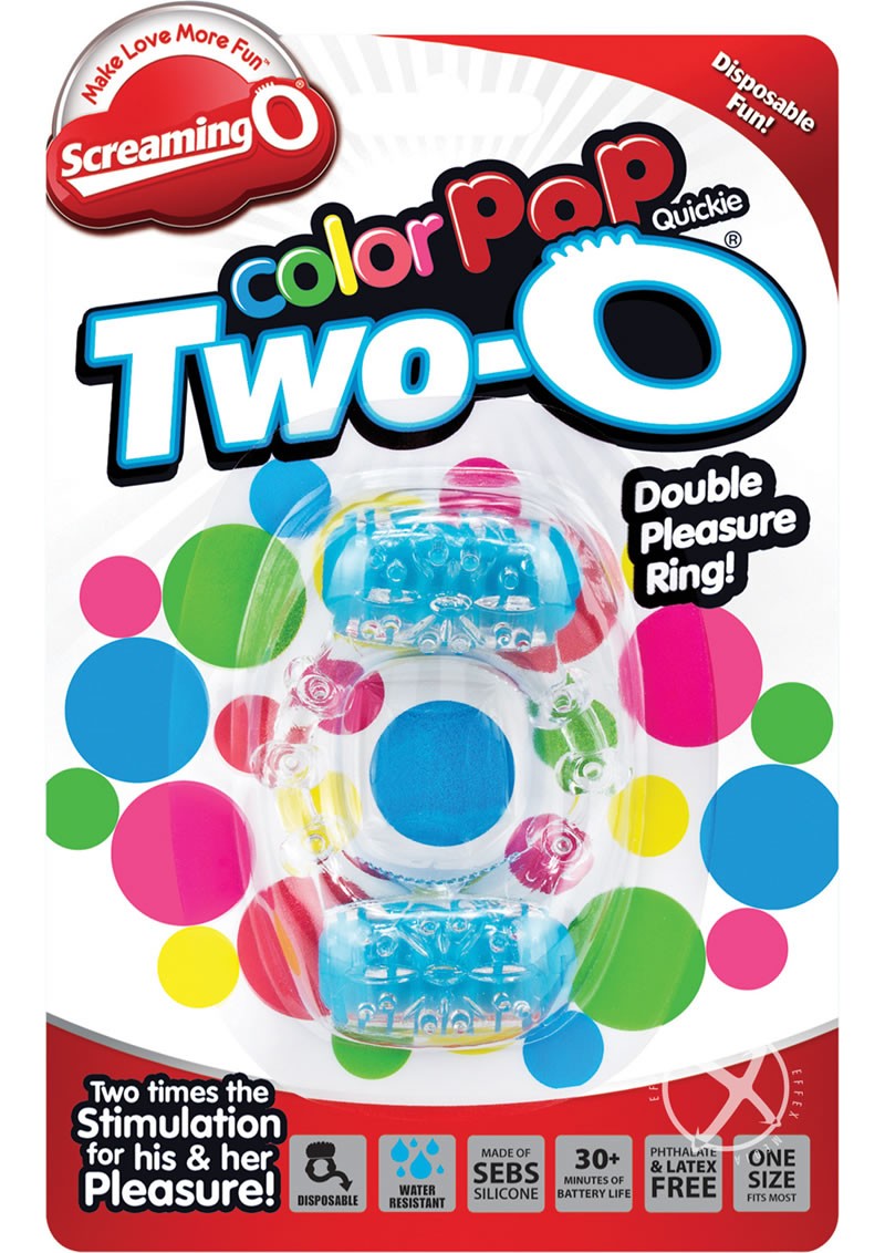 Color Pop Quickie Two O Dual Cockring Blue