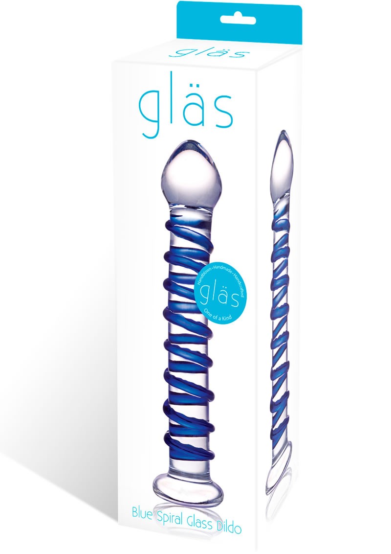 Blue Spiral Glass Dildo